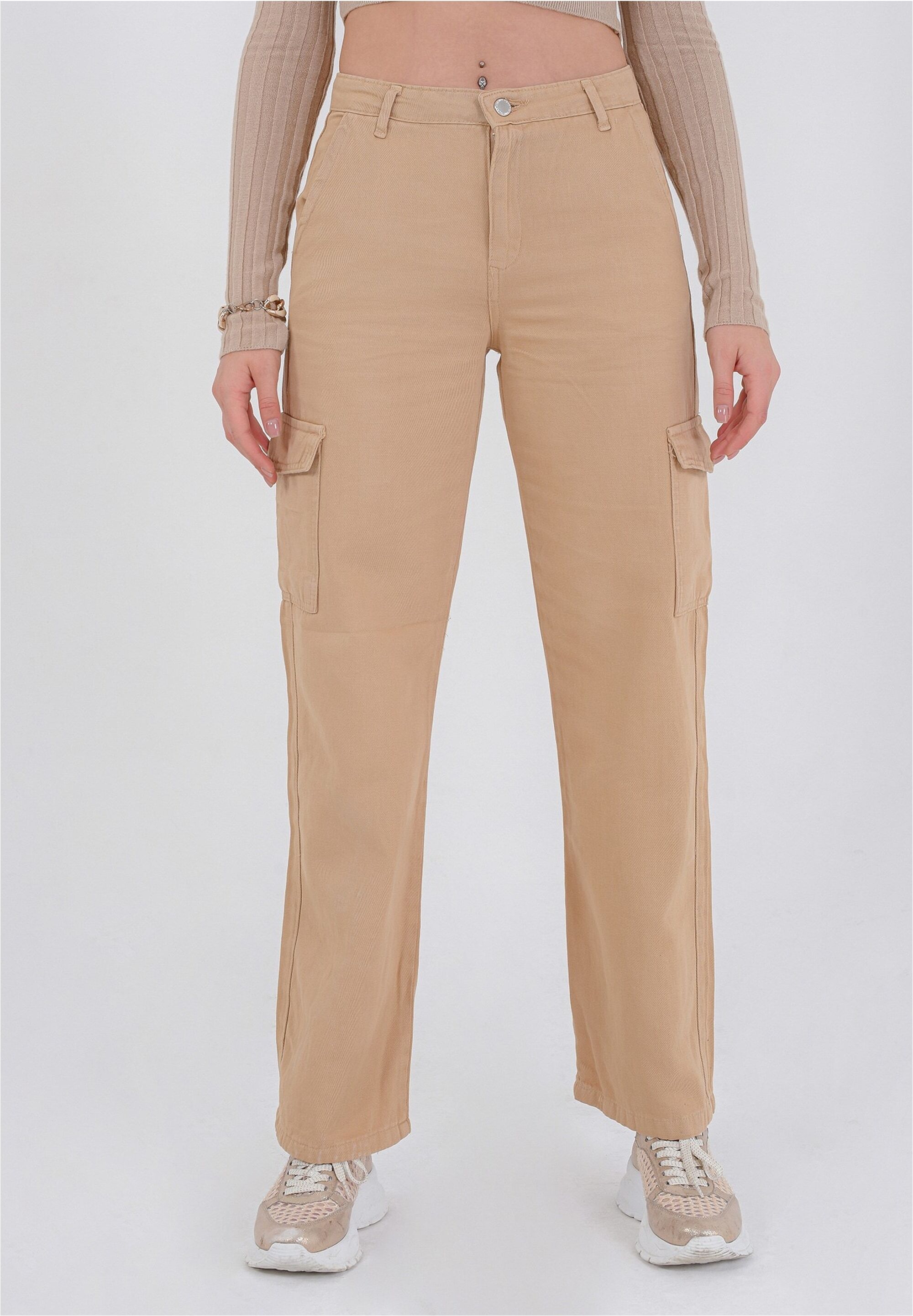 Cargohose FRESHLIONS "Lil", Herren, Gr. M, EURO-Größen, braun, 100% Baumwolle, unifarben, lang, Hosen Cargohose, mit charakteristischen Beintaschen