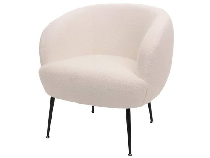 Mendler Lounge-Sessel HWC-O37, Stoff Bouclé (330g/m²) Metall - weiß Cocktail-/Clubsessel, Polstersessel, Sessel