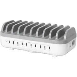 Manhattan 10-Port USB-C Power Delivery-Ladestation - 200 W (200 W, 10 Ports), USB Ladegerät, Weiss, Grau