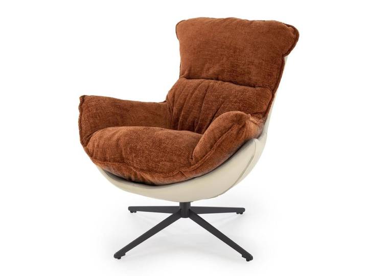Fauteuil design bi matière cannelle et kaki