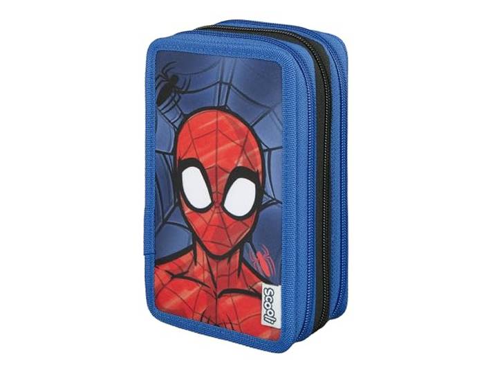 Scooli - Tripledecker Spider Man - Gefülltes Schüleretui mit hochwertigen Stiften & Zubehör - Ideal für Schule, Freizeit und unterwegs - ab 6 Jahren