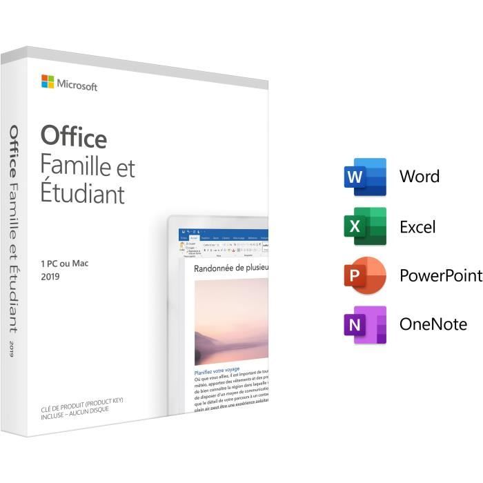 Microsoft Office Home & Student 2019, Office-Paket, Voll, 1 Lizenz(en), Lizenz, Französisch, 4000 MB