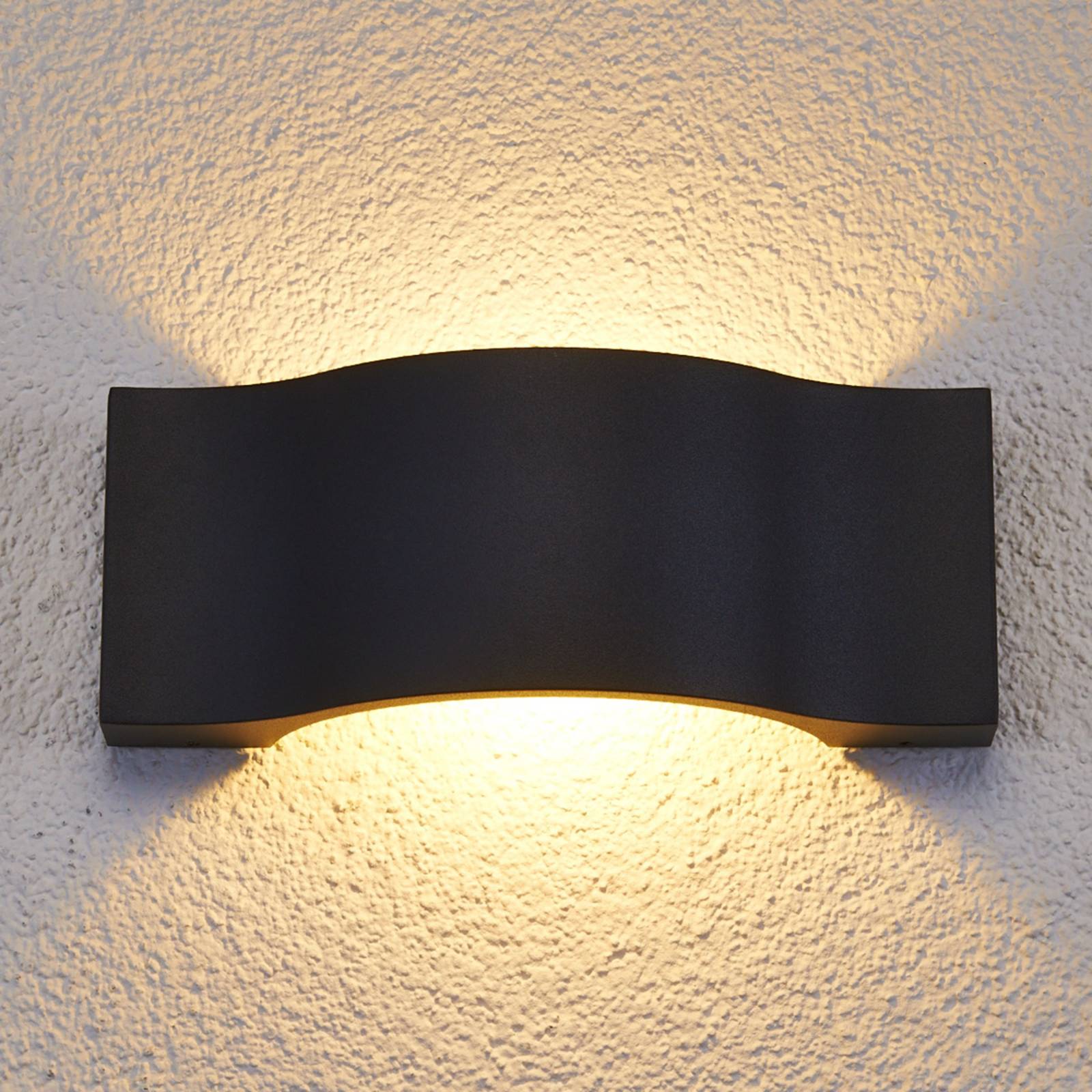 LED Aussenwandleuchte JACE Lucande, schwarz, Aluminium, Modern, LED Wandleuchte außen