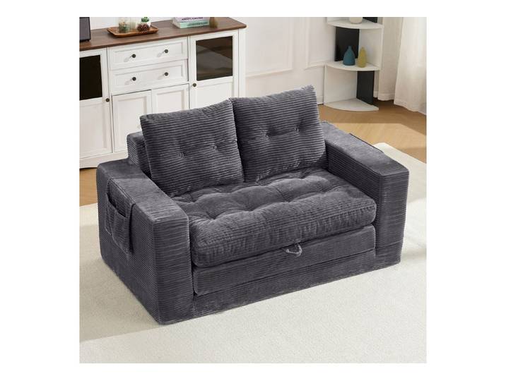 STILVORA Loungesofa Zweier-Sofa mit verbreiterten Armlehnen Klappsofa mit Taschen, Mit Schlaffunktion, Seitentaschen, weich, hautfreundlich, bequem, für Wohnzimmer, Gästezimmer, Apartment, Leseecke