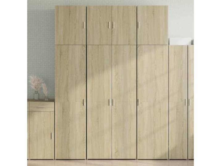Highboard Sonoma-Eiche 80x42,5x249 cm Holzwerkstoff Stauraum Schrank Mit Türen und Griffen, glatte Oberfläche, pflegeleicht, stabil, vielseitig für Wohnraum, Schlafzimmer, Flur