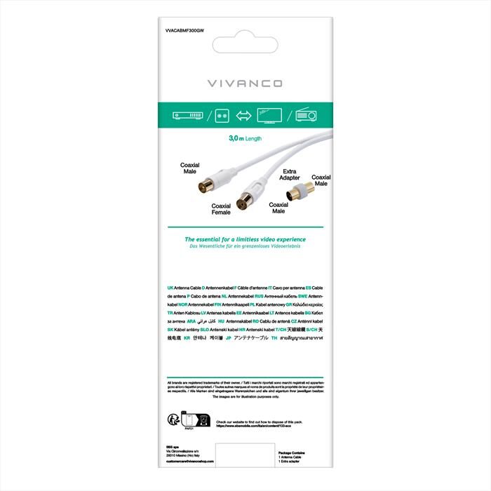 SBS Cavo Antenna Connection 3m-bianco