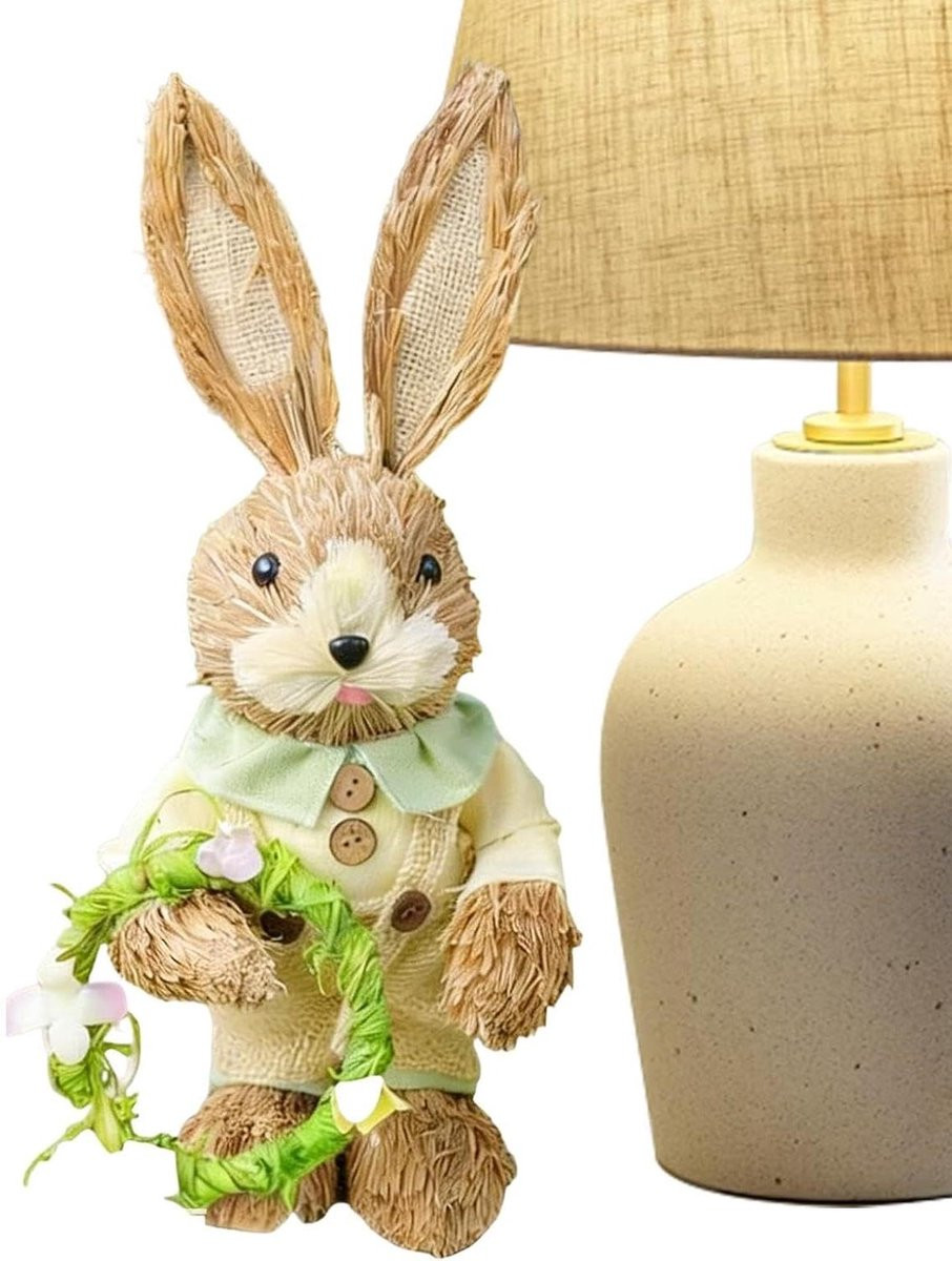 Handgeweven stro paashaas decoratie - 35 cm