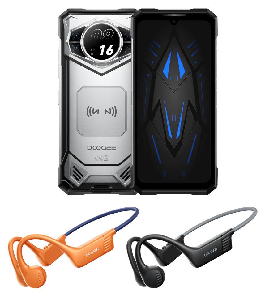 Doogee S200 Vip 5G Rugged Smartphone 12GB 256GB, 6,72" LCD IPS 120Hz Display, 10100 mAh Akku, Android 14, Schwarz