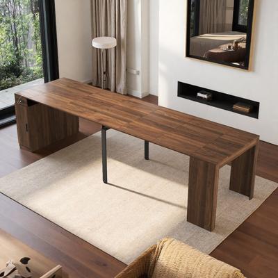 ZWYO HOSIMU "Modern Extendable Dining Table with Built-In Outlet, 118"" Space-Saving Transformer Table with Storage"