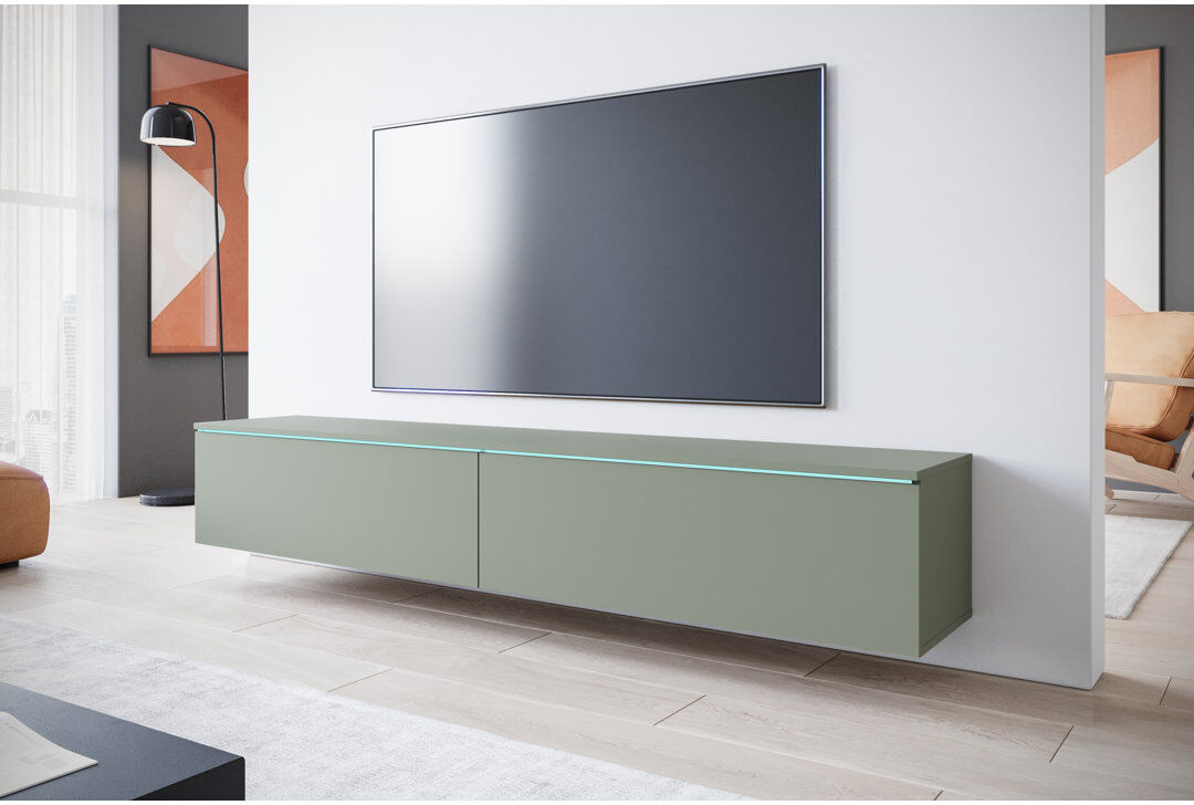 17 Stories Suleekha Tv Cabinet 180 Cm, With Led Lighting Green 78"