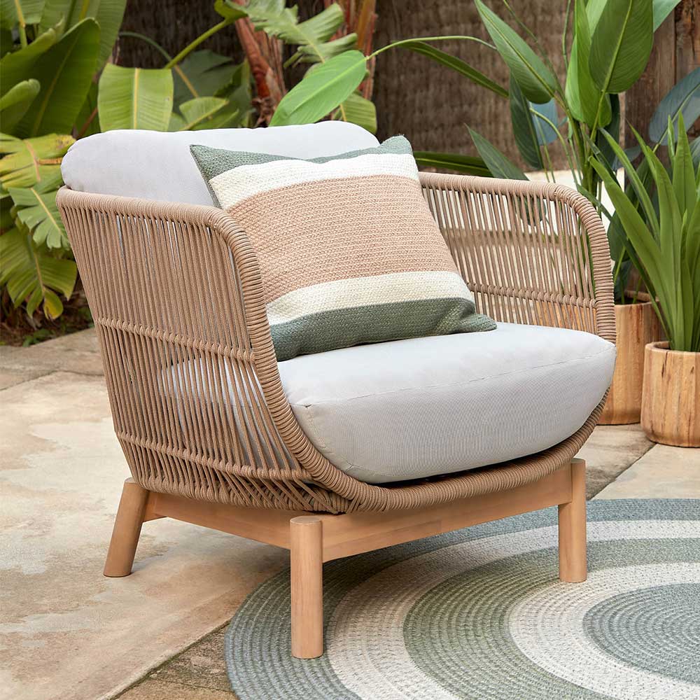 Pharao24.de Lounge und Loft Sessel Set aus Kordel - Webstoff Akazie Massivholz (2er Set)
