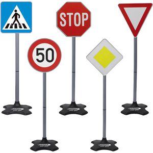 JAMARA Lernspielzeug 460257, Traffic-Set Grand A, ab 3 Jahre, 5 Schilder zum Verkehrsregeln lernen