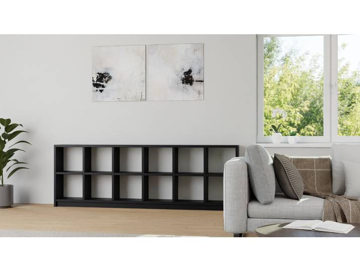 Niedriges Bücherregal - Sideboard für Bücher und Deko geeignet MDF Lackiert Tiefs­chwarz RAL&nbsp;9005