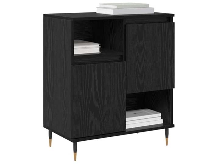 KTHLBRH Sideboard Eiche schwarz 60 x 35 x 70 cm Holztechnik, minimalistisches Design, kompakte Aufbewahrungsbox, für Wohnzimmer oder Eingangsbereich