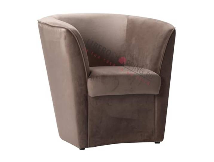 Sessel für Schlafzimmer aus Samt und Gestell aus Holz (Grau) (Beige)