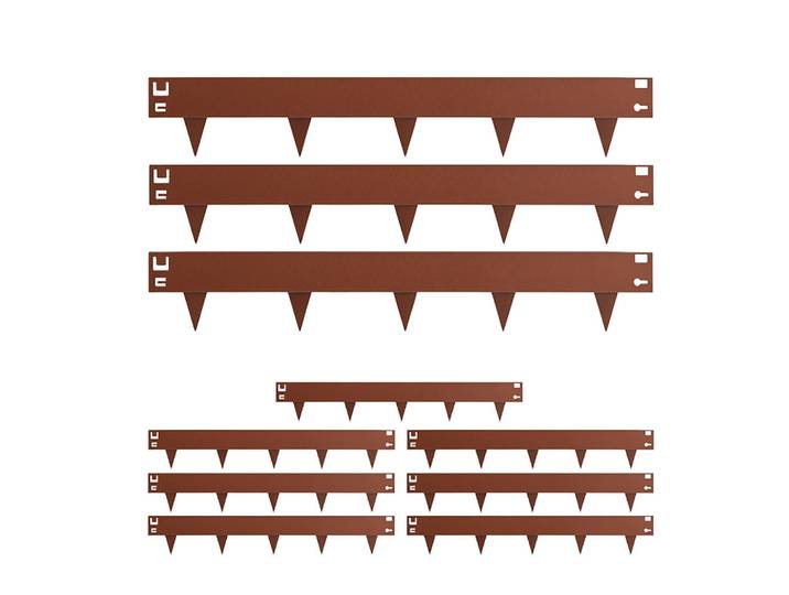 Relaxdays Rasenkante Braun Rostoptik Stahl 10-teiliges Set 16x106 cm, Metall, 106x16x0.02 cm, Gartenzubehör, Hochbeet