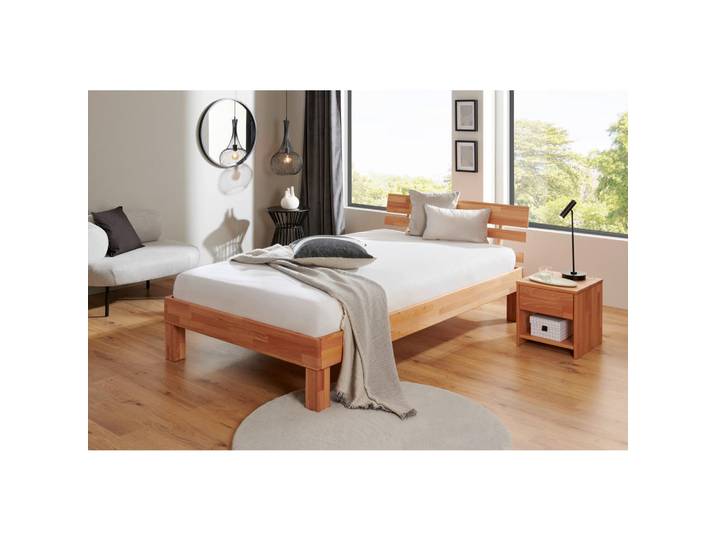 P & B Bett, Kernbuche, Holz, Kernbuche, massiv, 120x200 cm, für Elektrolattenrost geeignet, für Rollrost geeignet, für Lattenrost geeignet, Schlafzimmer, Bett, Einzelbetten