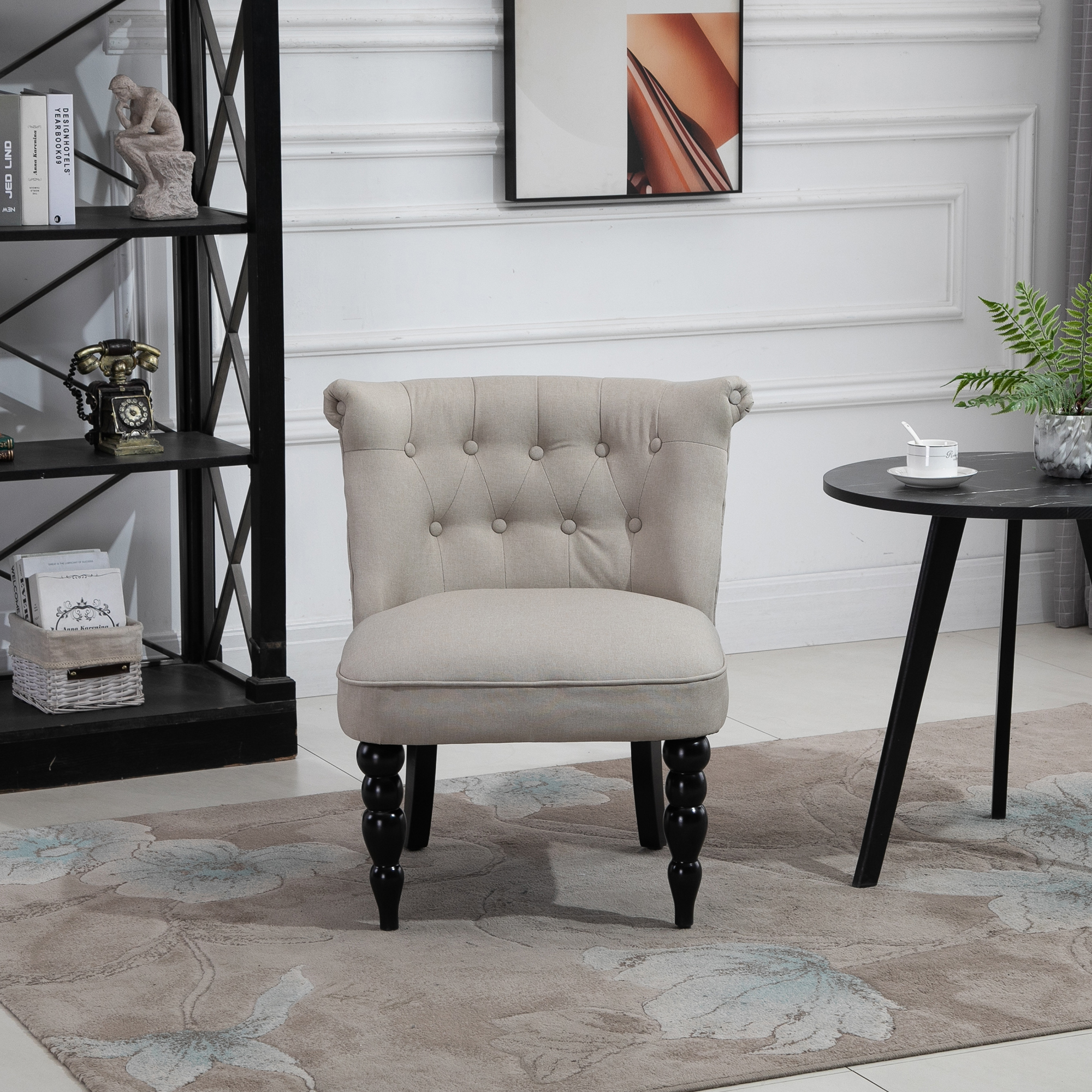 Homcom Poltrona da Soggiorno Poltrona Lounge Vintage Poltrona Relax con Gambe in Legno, Poltrona da Lettura Effetto Lino, Poltrona Imbottita per Camera Beige   Aosom Italy