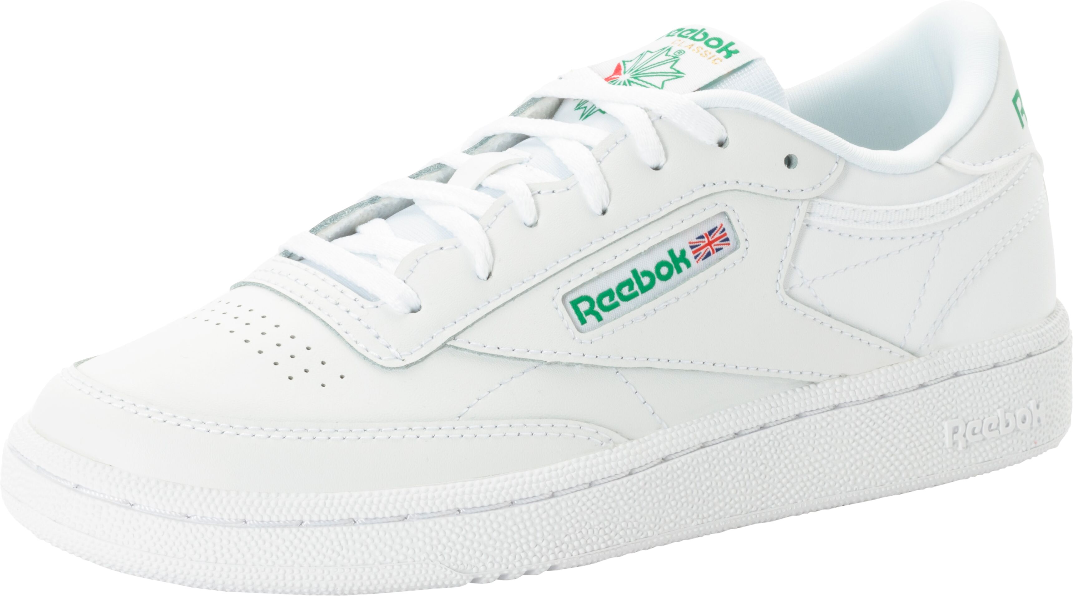 Sneaker REEBOK CLASSIC "CLUB C JR", Damen, Gr. 36,5, weiss (weiß, glegrn, vecblu), Synthetik, Schuhe Sneaker, für Jugendliche weiß, glegrn, vecblu 36,5