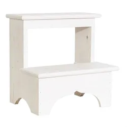 WellHome - Stufenhocker aus Holz, Weiß-Finish 40x30x40 cm