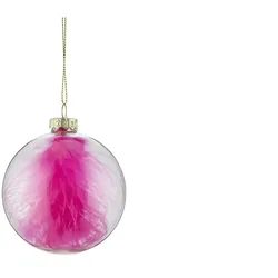 HOME STORY Weihnachtsbaumkugel Federn   ¦ rosa/pink ¦ Glas,Aluminium,Naturfaser ¦ Maße (cm): H: 8  Ø: 8.0
