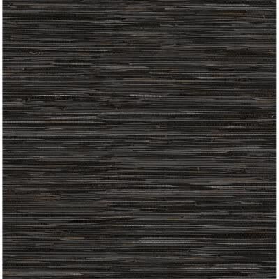 NuWallpaper Faux Grassweave Black Peel and Stick Wallpaper