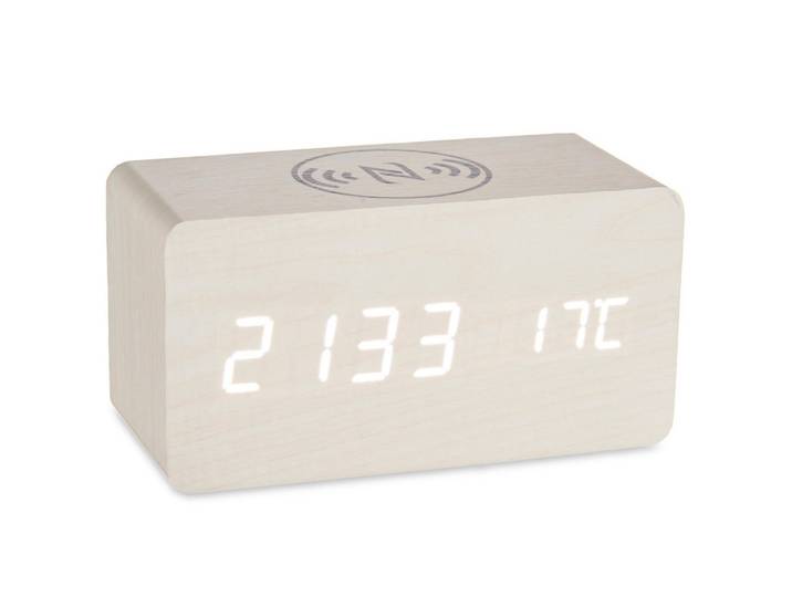 Giftdecor Wecker mit kabelloser Ladefunktion 15/7/7,5 cm, Weiß, 7x7.5x15 cm, Dekoration, Uhren, Wecker