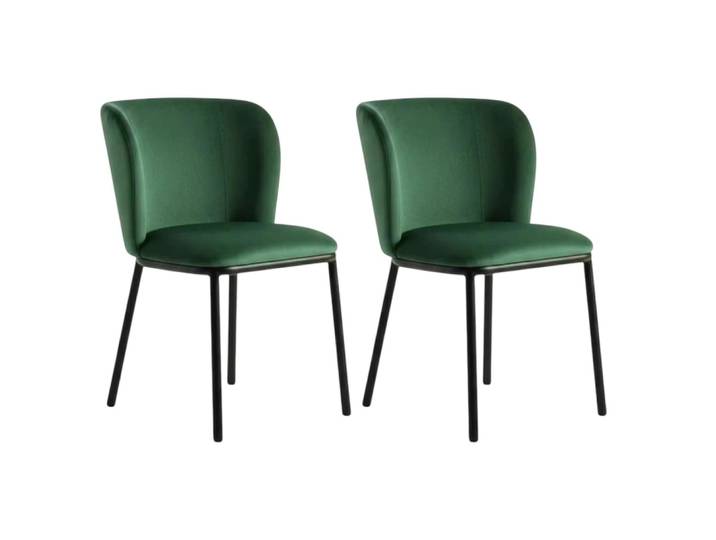 Chaise tissu vert dossier courbe (x2)