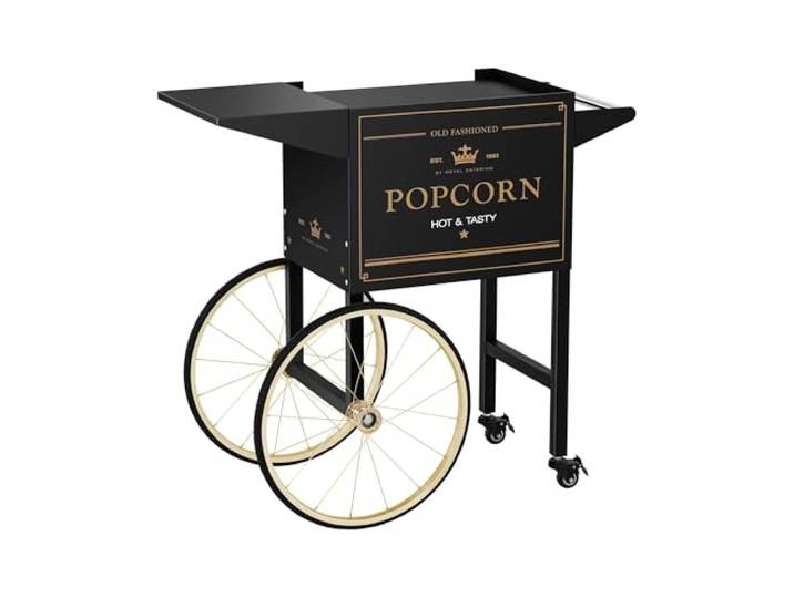 Royal Catering RCPT-BGWG-1 Popcornwagen Wagen für Popcornmaschine Popcorntrolley 2 Bremsen schwarz & golden