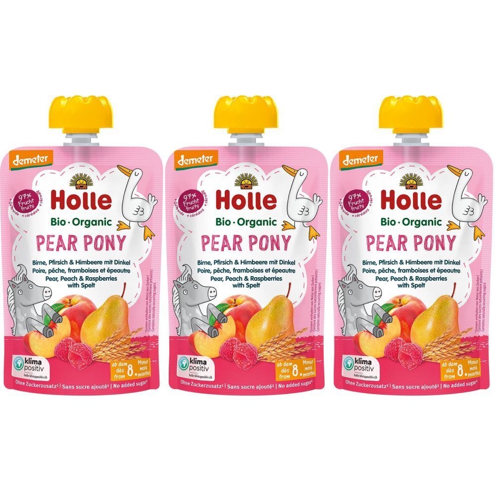 Holle Pear Pony Pouchy Birne Pfirs Himb Dink 100 g x3 3x100 Trinklösung