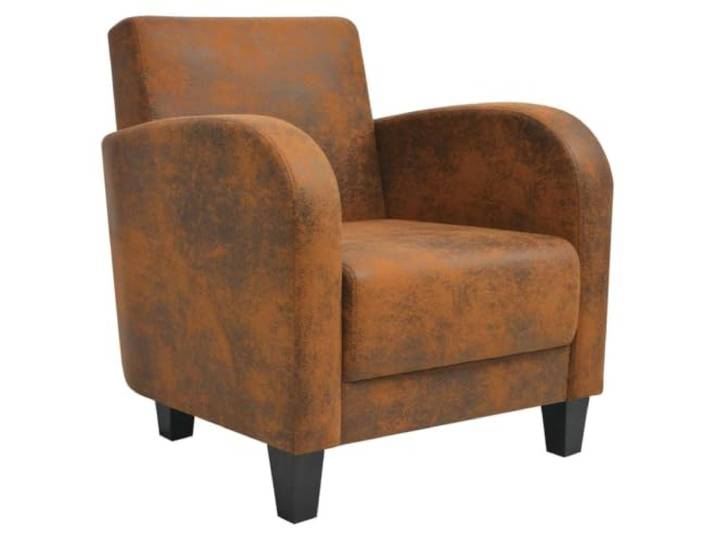 KTHLBRH Brauner Sessel aus Wildlederimitat mit Holzrahmen Retro-Stil, weicher Bezug, Schaumstoffpolsterung, einfache Montage, vielseitig einsetzbar