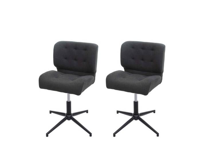 MCW 2x Chaise de salle à manger MCW-H42 tissu gris foncé pied noir