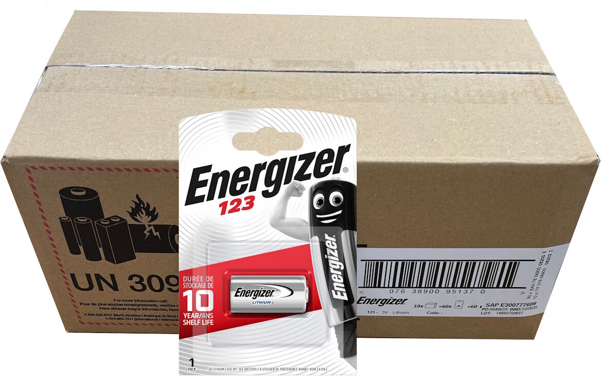 Box of 60   Energizer CR123A Lithium Batteries