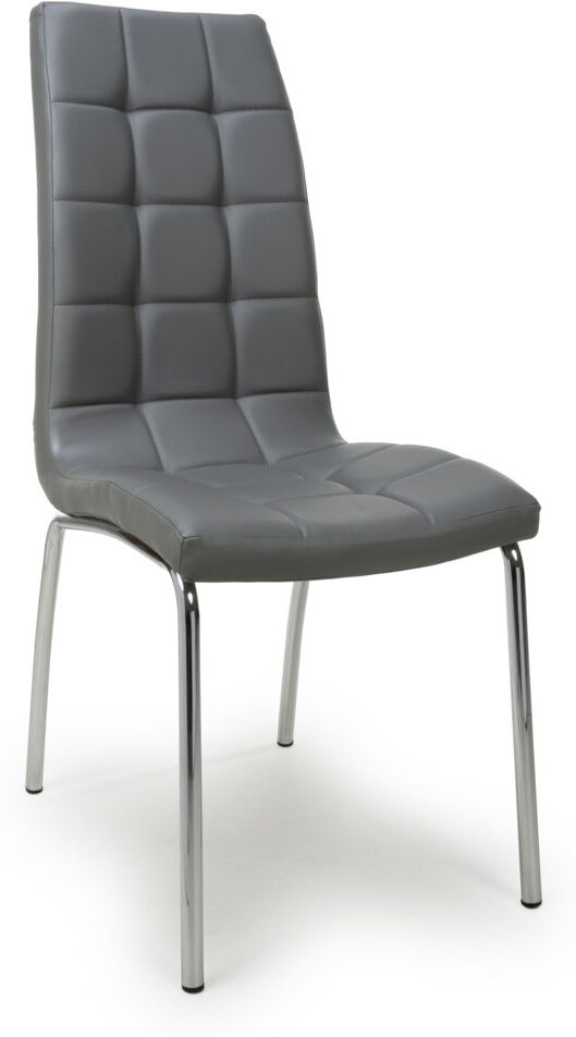 Metro Jenner Leather Effect Dining Chair Chrome/Grey 990cm H X 420cm W X 570cm D