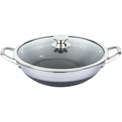 Wok Topf 32cm Edelstahl Wabenstruktur Ø32cm Induktion Anti Haft Kratzfest