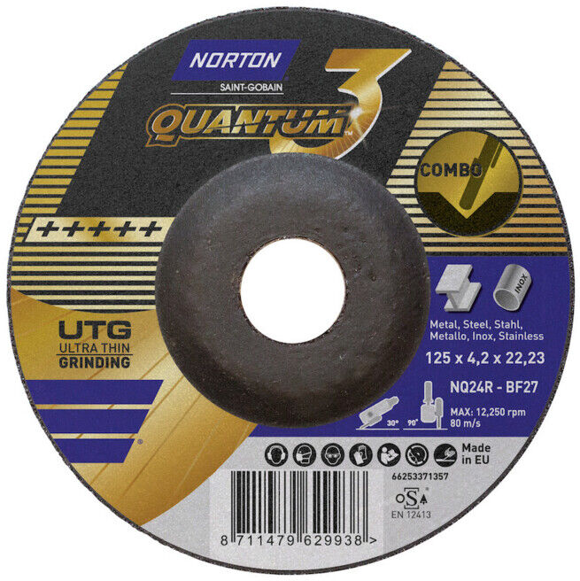 Norton Disque combo tronçonnage/ébarbage incurvé 125x4,2 ; Saint-Gobain (66253371357)