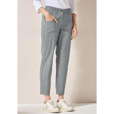 Paperbag-Hose CECIL, Damen, Gr. XXL, Länge 28, grau (obelisk grau), Web, 98% Baumwolle, 2% Elasthan, unifarben, comfort fit lang, Hosen Paperbag-Hose, mit großen Fronttaschen