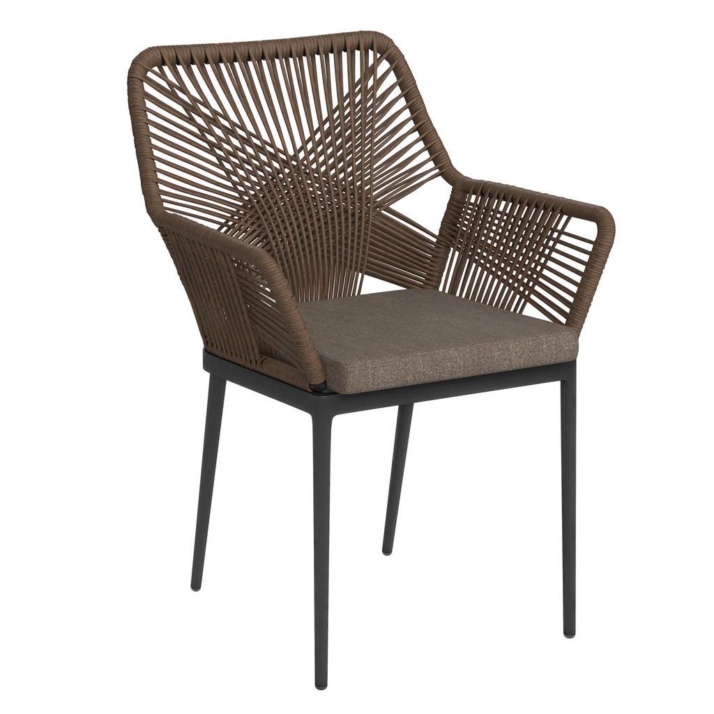 Ambia Garden Gartensessel , Anthrazit, Braun, Grau , Metall, Kunststoff, Textil , Füllung: Schaumstoff , Rundrohr , 62x87x64 cm , Gartenmöbel, Gartenstühle, Gartensessel