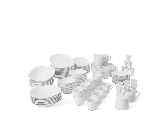 CreaTable, 13779, Serie Square weiss, Geschirrset Kombiservice 100 teilig Geschirrset, Qualitätsproduktion, 13779
