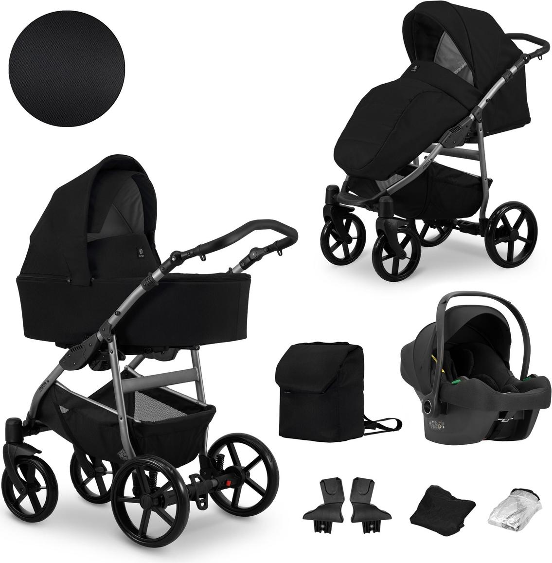 Kunert MATA 3in1 Kinderwagen in Schwarz - vielseitig, komfortabel & sicher