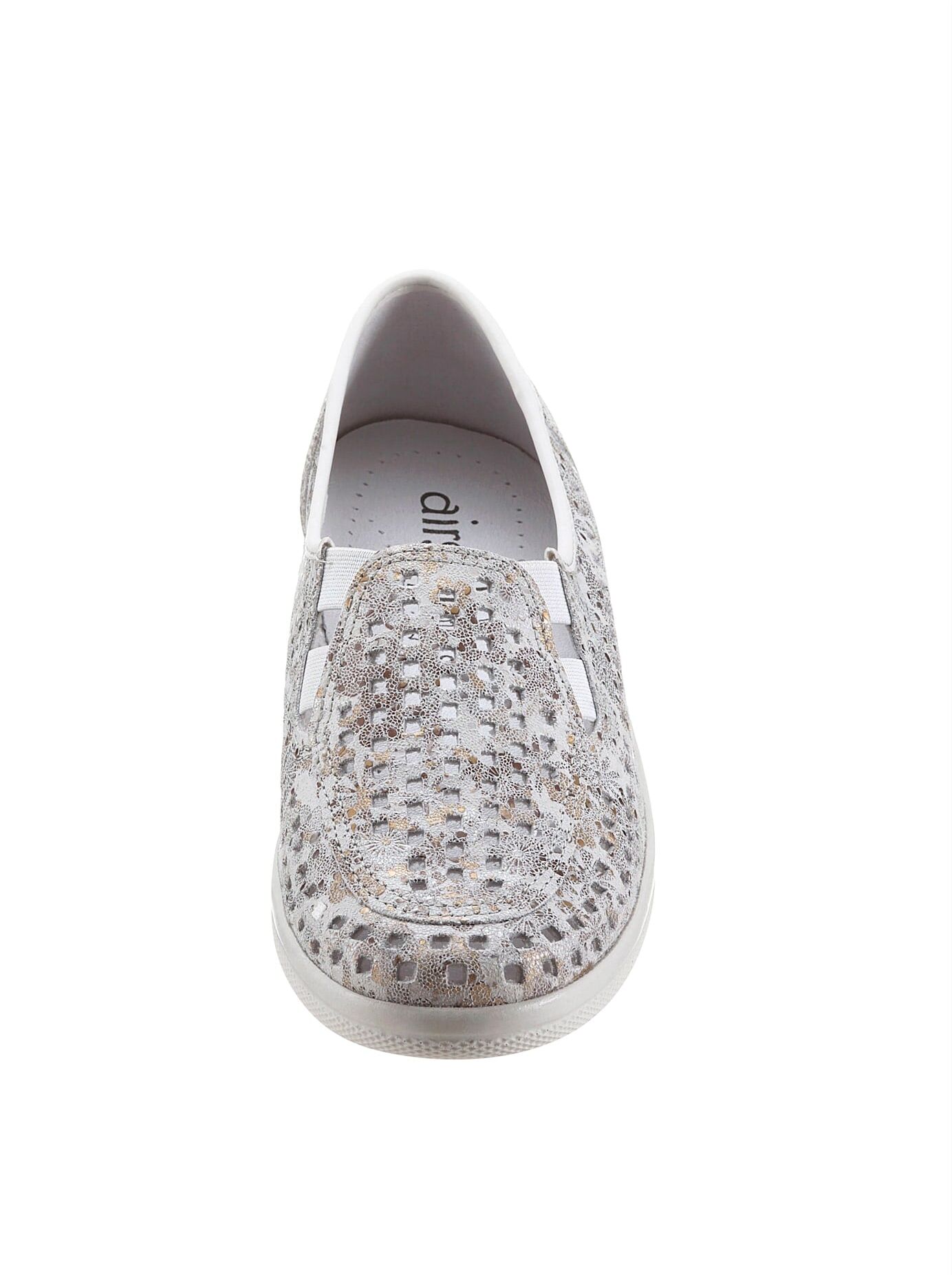 Slipper CLASSIC, Damen, Gr. 43, weiss (weiß, geblümt), Nubukleder, Schuhe Slipper weiß, geblümt 43