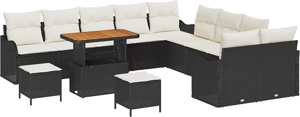 Garten-Sofa-Set 13 pcs Schwarz Poly-Rattan
