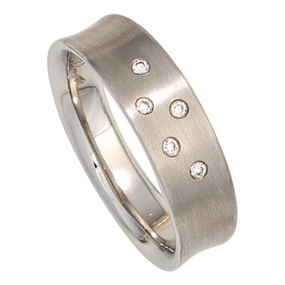 Diamantring JOBO Gr. 56, grau (platin 950), Fingerringe, Damen, 56, 0,06 SI = kleine Einschlüsse, Diamanten Platin 950, Diamanten, Platin 950, Diamantring, 950 Platin mit 5 Diamanten