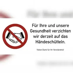 Aufkleber Für Ihre und unsere Gesundheit verzichten wir..., Kombischild, Folie, 297x148 mm