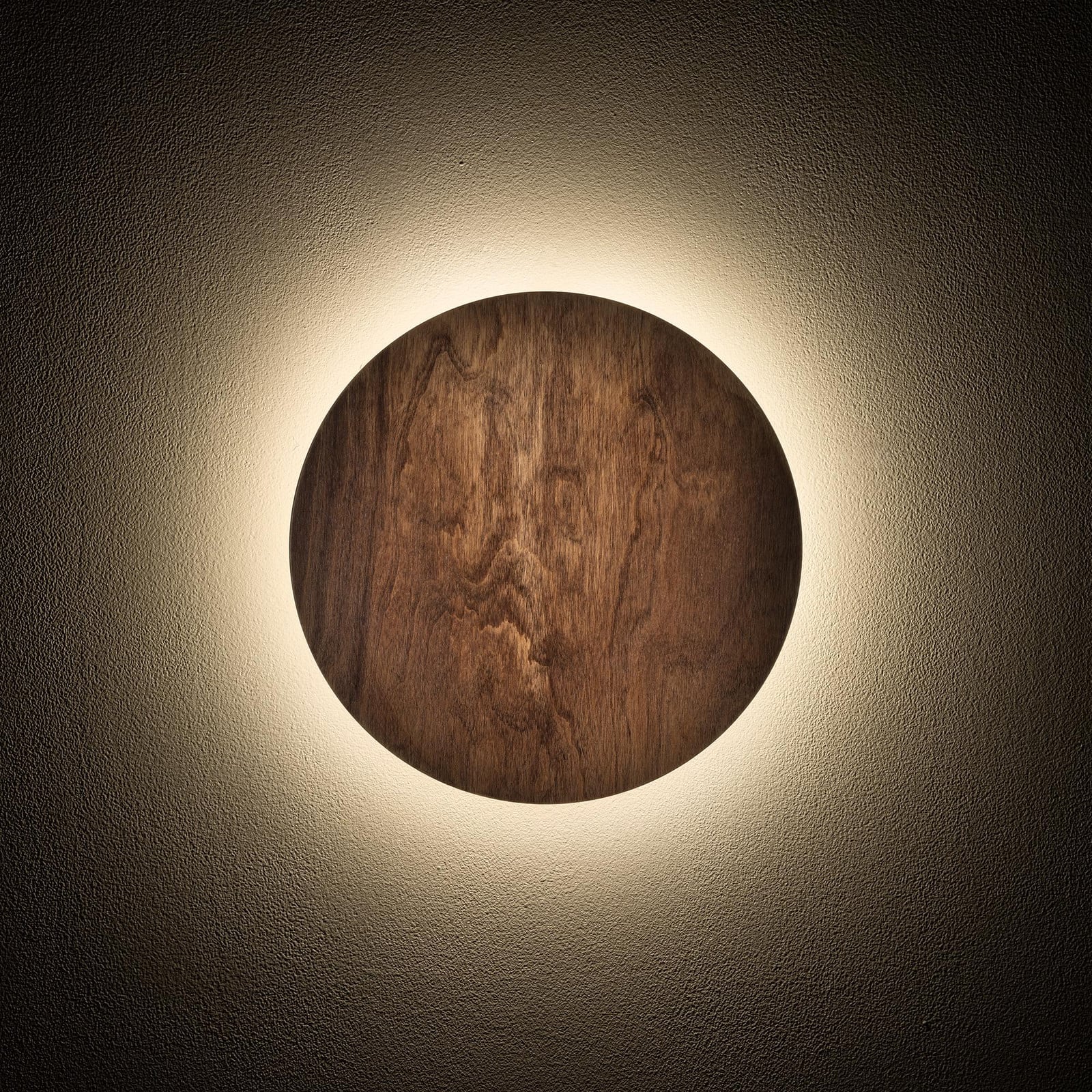 Lyora Wandlamp Ring Timber S LED hout en brons