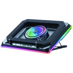 Conceptronic USB-C Laptop-Kühlpad + Handyhalter, 130mm lang, Notebook Ständer, Schwarz