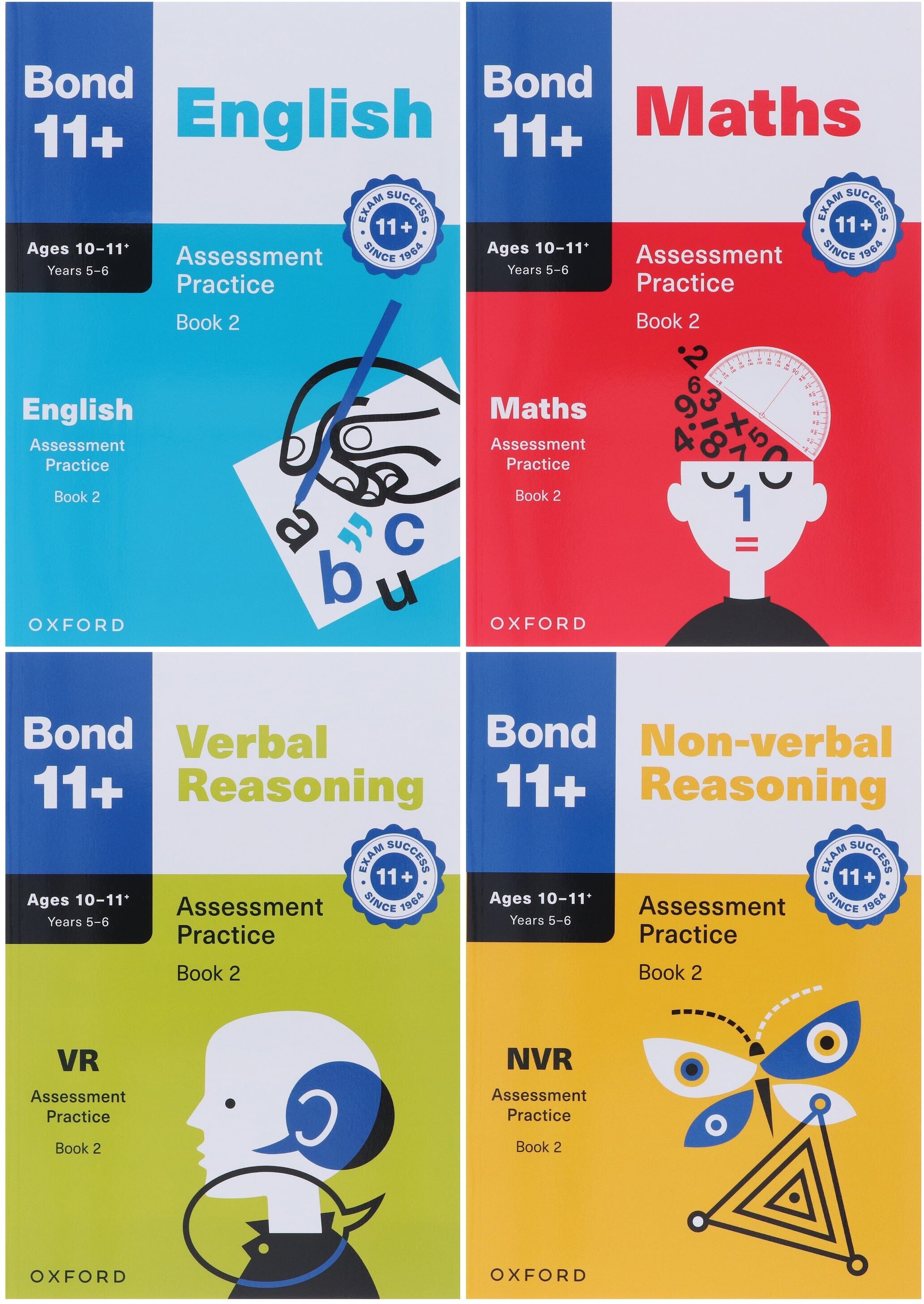 Bond 11+ Assessment Practice Papers for Year 5-6 (Book 2) 4 Books Set - Ages 10-11+ - Paperback OUP Oxford