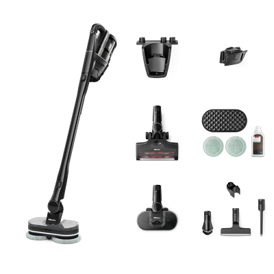 MIELE Akku-Stielstaubsauger "Triflex HX3 Aqua", schwarz (obsidianschwarz), B:26cm H:129,7cm T:28cm, Akkusauger