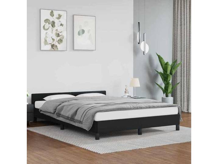 Soldes Flottants Lit double 140x190cm Structure de lit classique avec tête de lit sans matelas noir 140x190cm