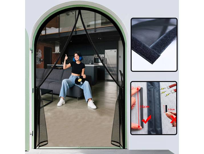 Moustiquaire magnétique incurvée pour porte, filet anti-insectes sur mesure, fermeture automatique, rideau en fibre de verre pour porte cintrée